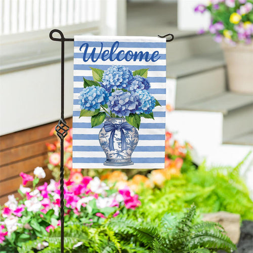Hydrangea Welcome Garden Flag