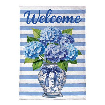 Hydrangea Welcome Garden Flag