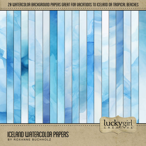 Iceland Watercolor Papers Digital Scrapbook Kit