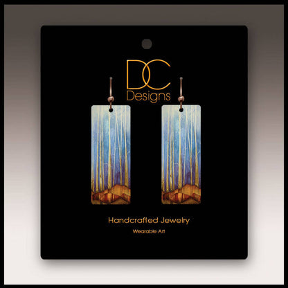 Illustrated Light & DC Designs - Cool Forest Rectangle Handmade Earrings