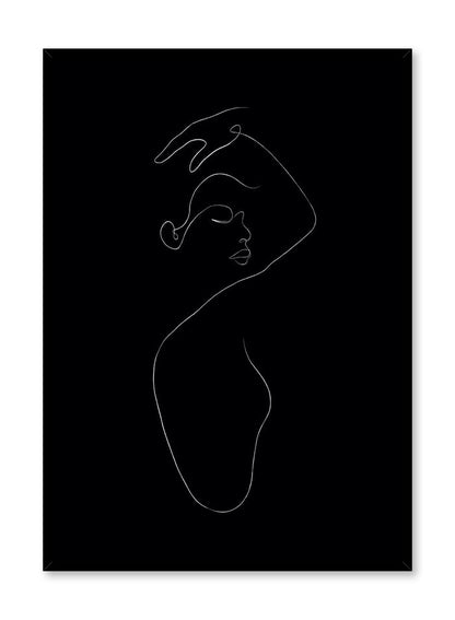 Modern minimalist poster by Opposite Wall with abstract illustration of woman line art In The Feels in black