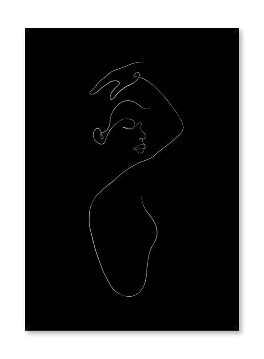 Modern minimalist poster by Opposite Wall with abstract illustration of woman line art In The Feels in black