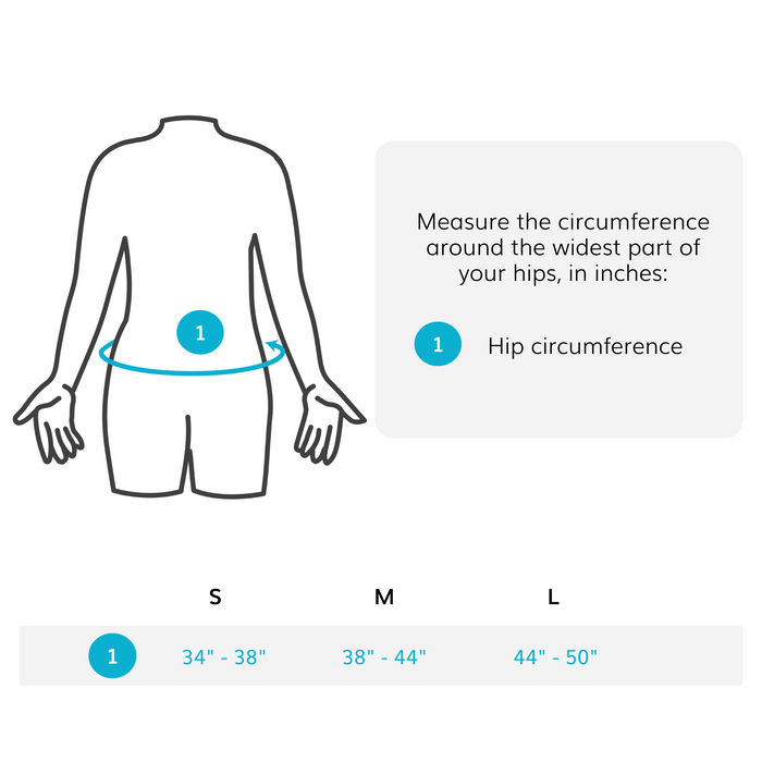 the sizing chart for the inguinal hernia belt comes in sizes small through large
