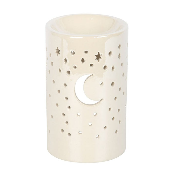 Iridescent White Moon Pillar Oil Burner and Wax Warmer 🇬🇧