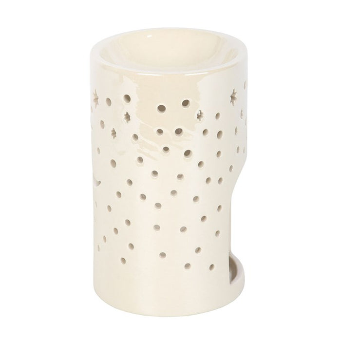 Iridescent White Moon Pillar Oil Burner and Wax Warmer 🇬🇧