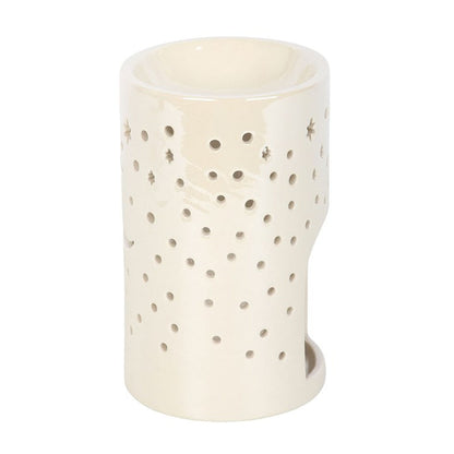 Iridescent White Moon Pillar Oil Burner and Wax Warmer 🇬🇧