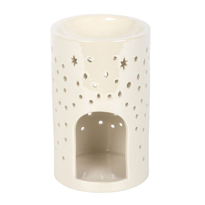 Iridescent White Moon Pillar Oil Burner and Wax Warmer 🇬🇧