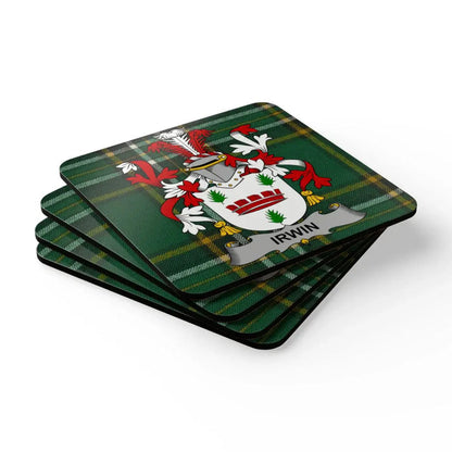 Irwin Family Crest Green Plaid Coasters