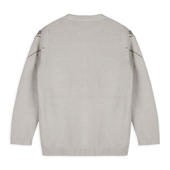 Organic Cotton Ivy Floral Embroidered Tex Knit Women's Pullover, Back