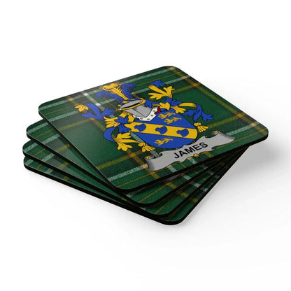 Family Crest James Design Square Coasters