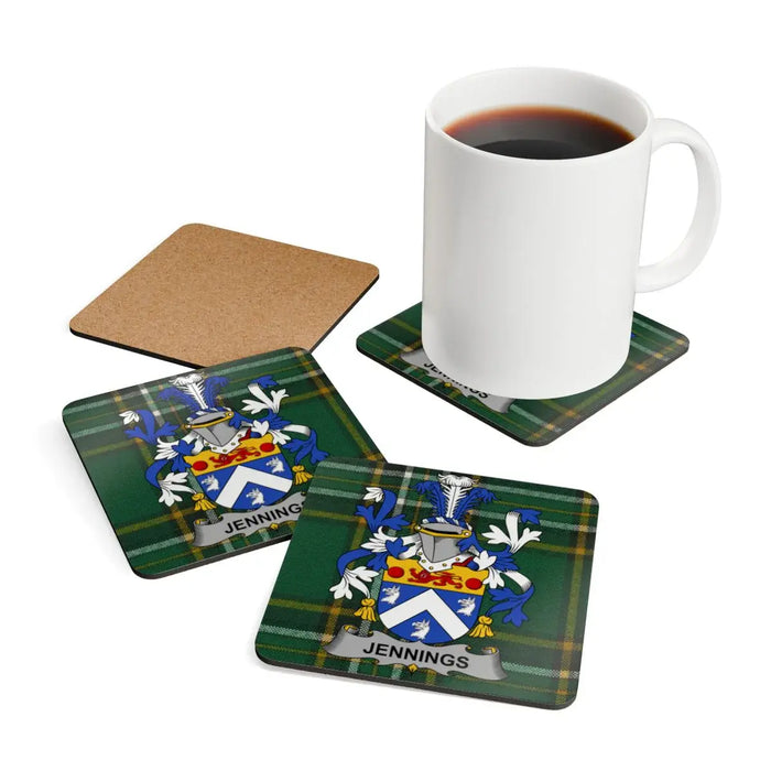 Jennings Family Crest Square Coasters