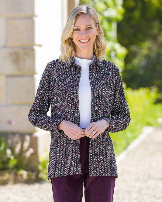 Joanna Patterned Cotton Babycord Long Sleeve Blouse - Country Collection