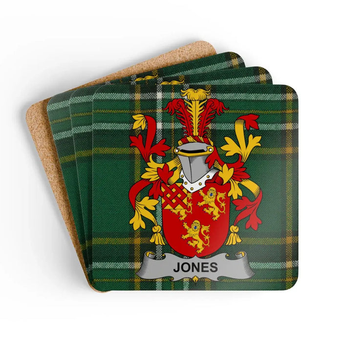 Jones Crest and Tartan Design Coaster Set