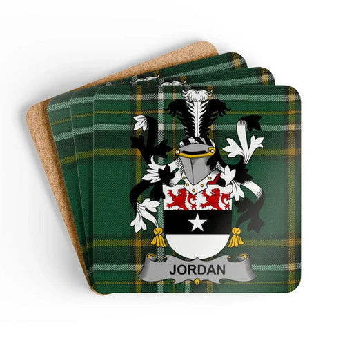 Jordan Family Crest Tartan Coasters