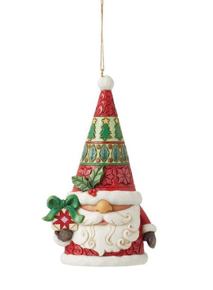 JS HWC Santa Gnome with Gift Ornament