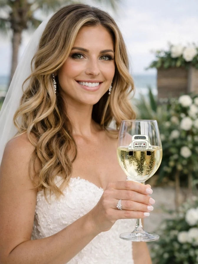Just Married Stemmed Wine Glass