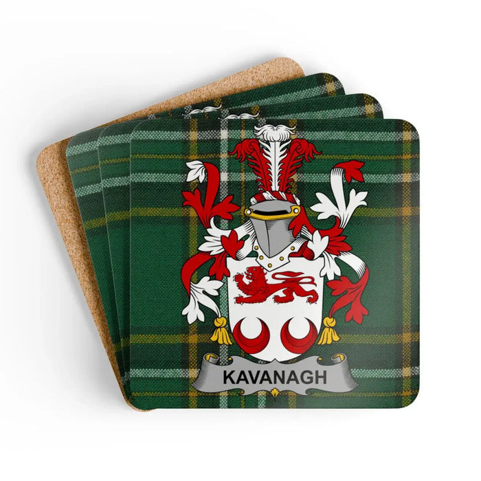 Kavanagh Family Tartan Crest Coaster Set