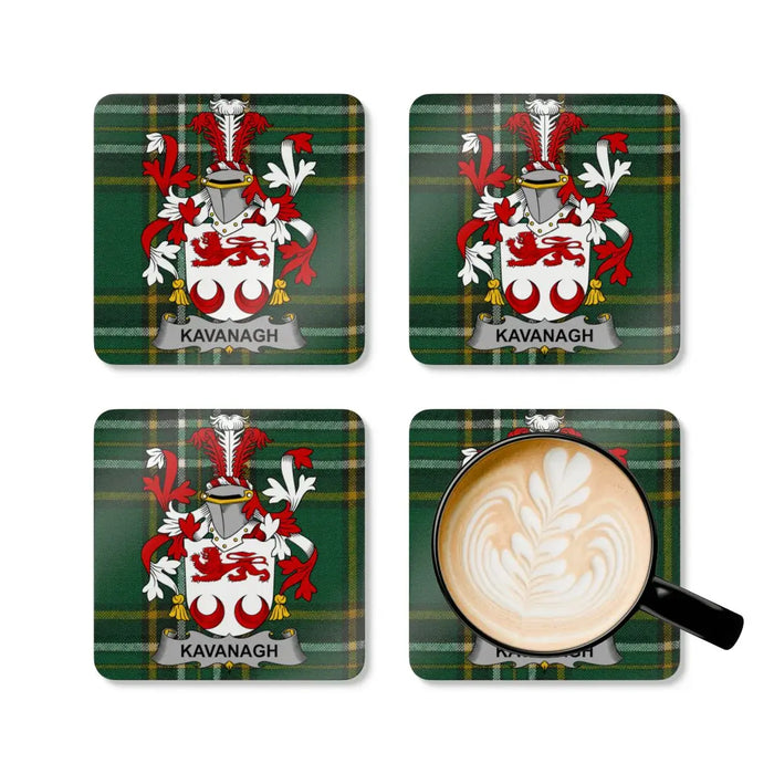 Kavanagh Family Crest Design Coaster Set