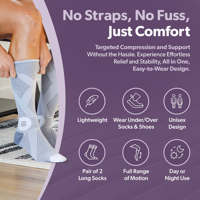 slip on compression stockinette made with lightweight knit that you can wear under or over socks and shoes