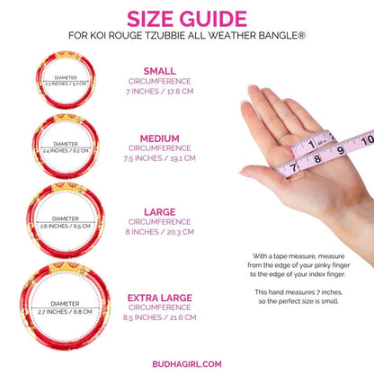 Size Guide for KOI Rouge Tzubbie All Weather Bangle | Single Bangle | Luxuriously Red