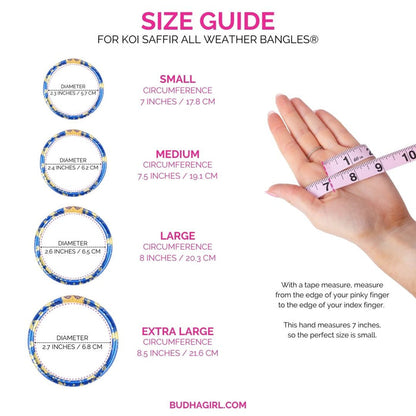 Size Guide for KOI Saffir Cobalt Blue All Weather Bangles Bracelet - Set of 4 | BuDhaGirl