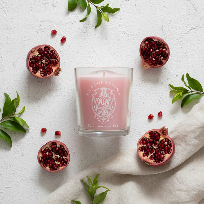 La Florentina Pomegranate Candle – Flat Lay