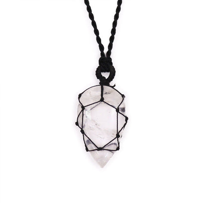 Laced Gemstone Teardrop Pendant - Rock Quartz 🇬🇧