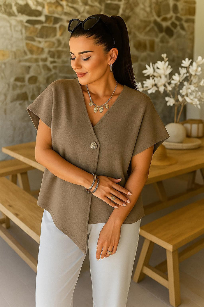 Ladies One Button Knitted Top 🇬🇧