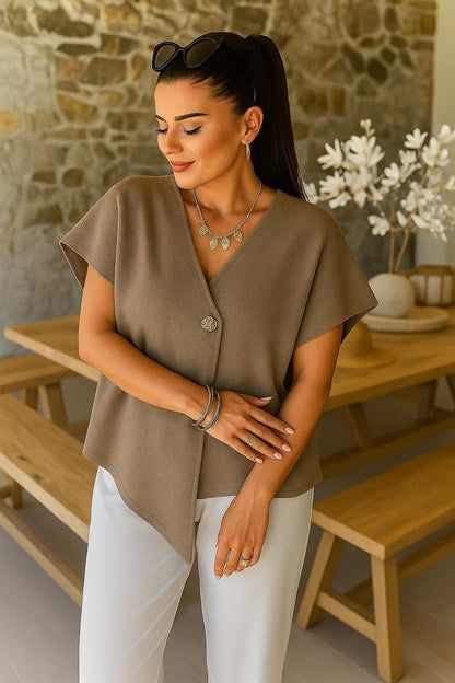 Ladies One Button Knitted Top 🇬🇧