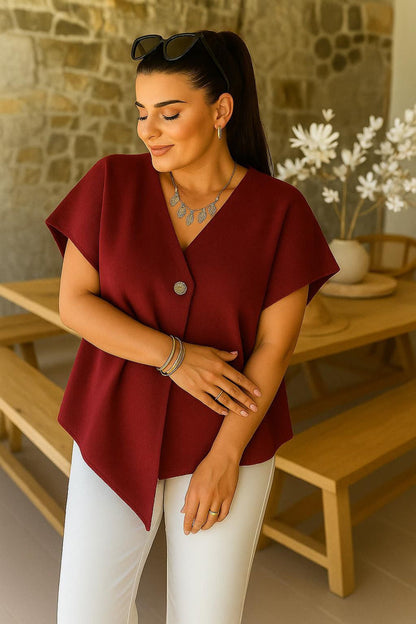 Ladies One Button Knitted Top 🇬🇧