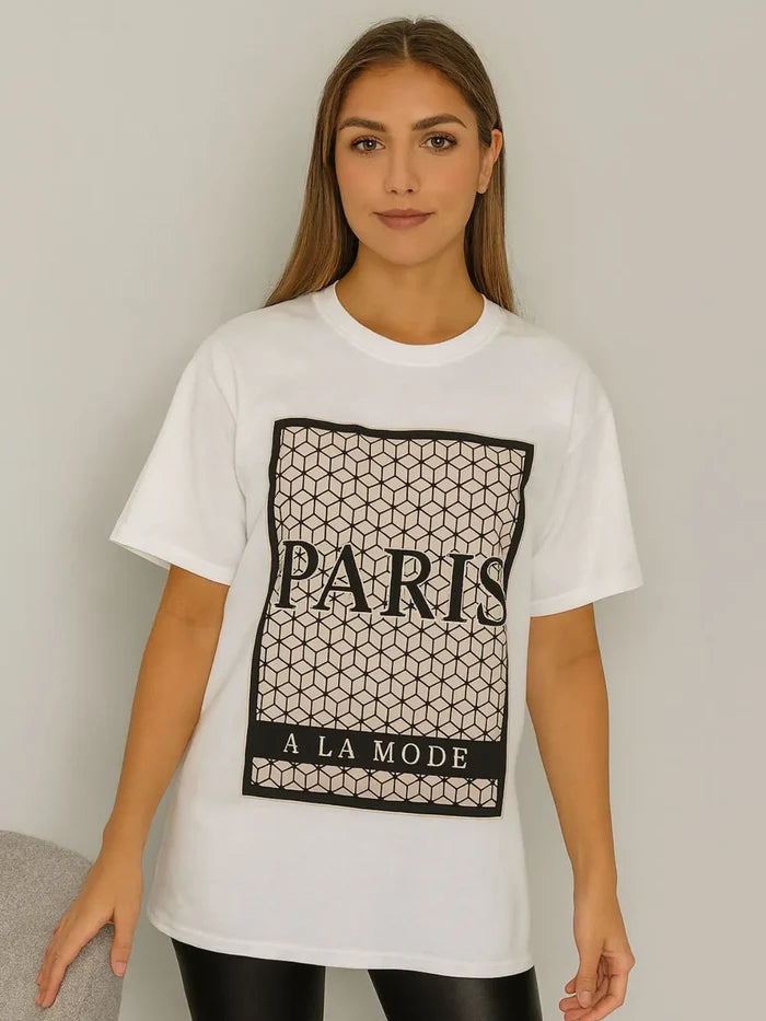 Ladies Paris A LA Mode Oversized T Shirt 🇬🇧
