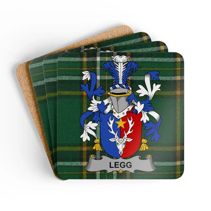 Family Crest Legg Plaid Design Square Coaster