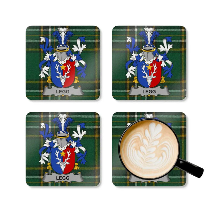 Custom Family Crest Plaid Drink Coaster Set