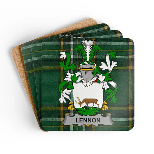 Lennon Family Crest Plaid Coasters Set of Four