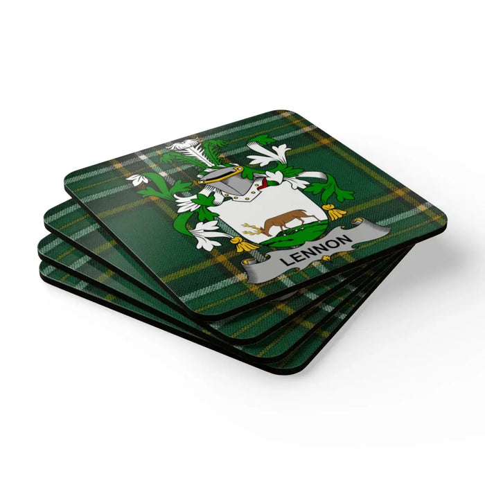 Lennon Coat of Arms Tartan Plaid Coasters