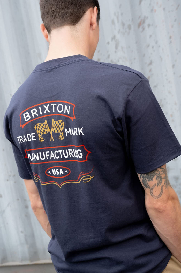 Men's Liberty Mark Short Sleeve Standard T-Shirt in the color Navy - Men's Back View