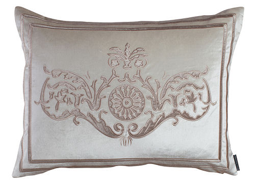 Lili Alessandra Paris Ivory with Champagne Velvet Standard Pillow 20"x26"