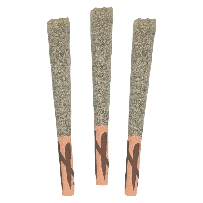 Three upright, pre-rolled cones photographed front-on on a plain background labeled Limited Reserve PR 3 x 0.5 g.