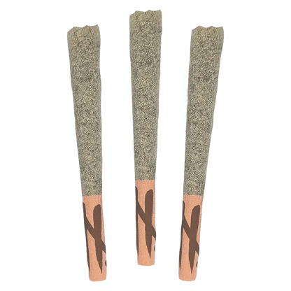 Three upright, pre-rolled cones photographed front-on on a plain background labeled Limited Reserve PR 3 x 0.5 g.