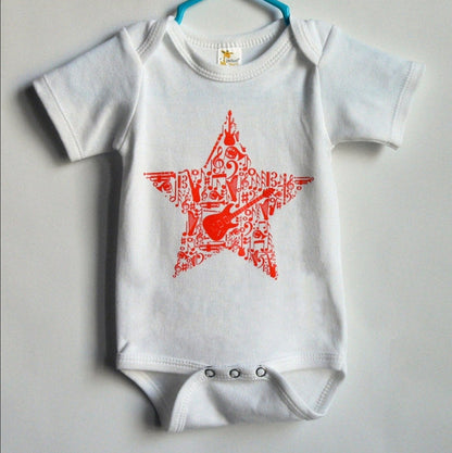 Little Black Tutu Orange Music Star Infant Bodysuit, 0-3 mo