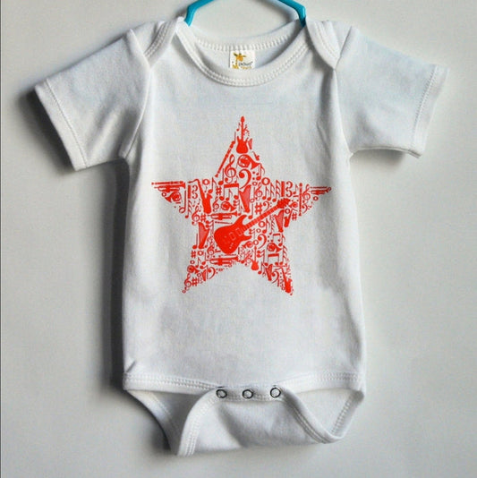 Little Black Tutu Orange Music Star Infant Bodysuit, 0-3 mo