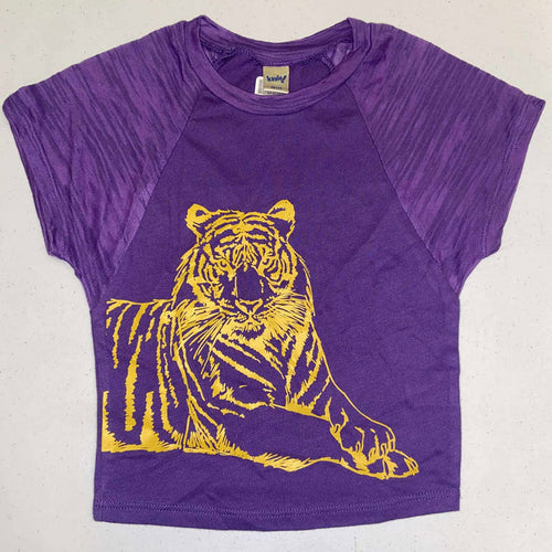Little Black Tutu Tiger Toddler Girls Raglan Tee, 3T