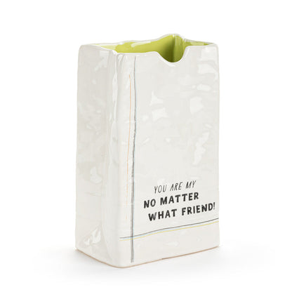 Live From Snack Time No Matter What Friend Ceramic Small Notepaper Vase - 4x6in
