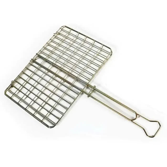 LK's Mild Steel Grid 44x33cm with adjustable height and lock-in handle for grilling fish and chicken