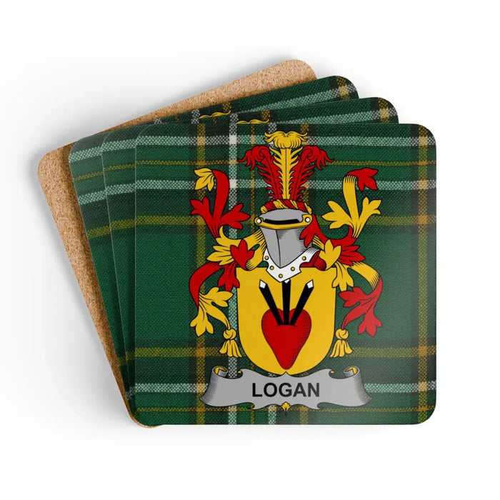 Family Crest Personalized Square Coaster Set