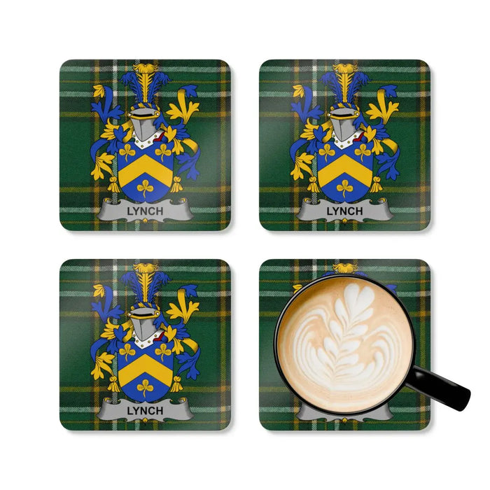 Lynch Irish Family Crest four-piece coaster set