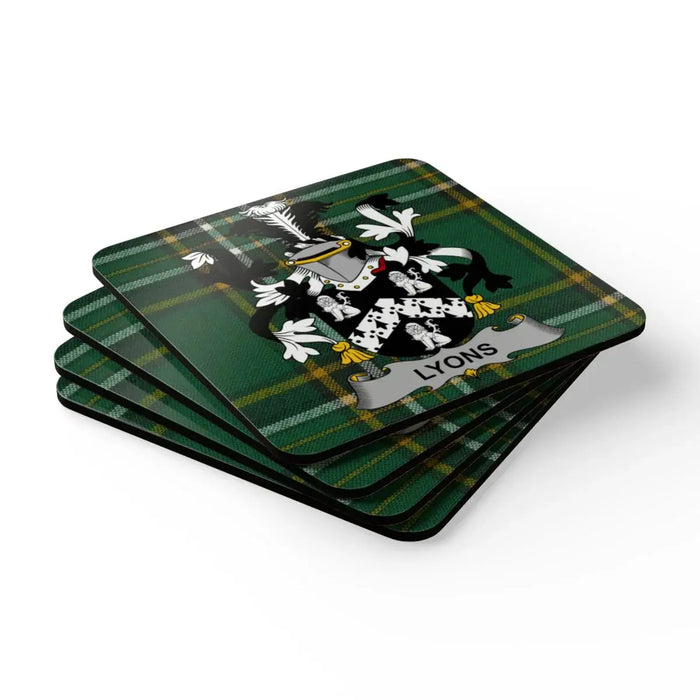 Lyons crest coaster with Irish National Tartan design
