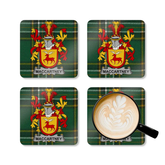 Maccartney Family Crest Tartan Design Coaster
