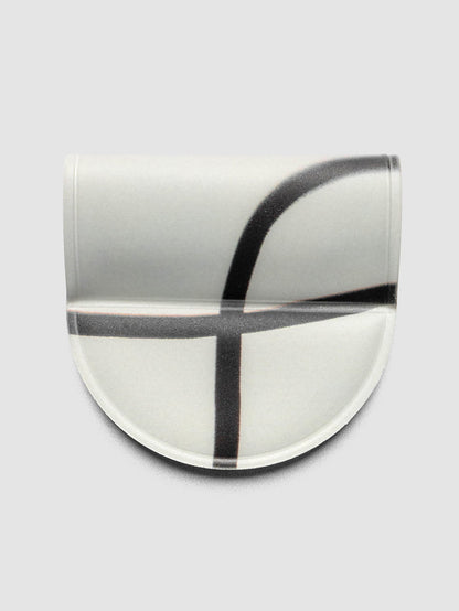 Magnetic Bookmark | Pen Holder | Vinyl in Blurred Line, front view showing white base with bold dark gray intersecting line pattern