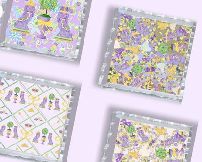Mardi Party Scalloped Acrylic Tray